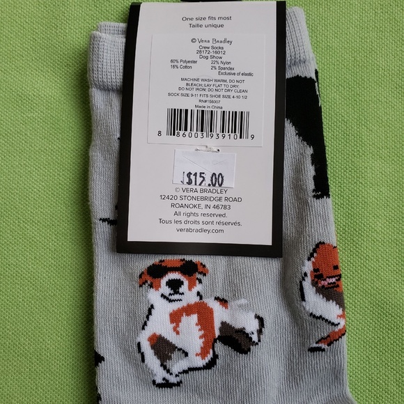 VERA BRADLEY DOG SHOW DOGS CREW SOCKS 2-PAIRS:NWT - Picture 9 of 10